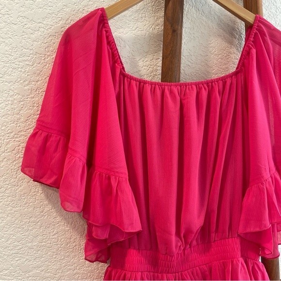 Endless Rose Chiffon Off the Shoulder Ruffle Tier Maxi Dress Size Medium - Picture 10 of 16